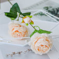Miniatyrbillede 4 af 10: 1 STK 3 Hoveder Rose Silke Kunstig Pæon Blomst til Hjem Bryllup Væg Blomsterdekoration Blomsterfest Red