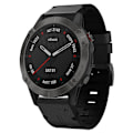Miniatyrbillede 1 af 5: Sort Sort Læder Urrem kompatibel med Garmin Fenix 6 Sapphire GPS kompatibel med Garmin Fenix 6 Sapphire GPS
