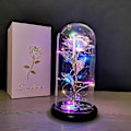 Miniatyrbillede 2 af 3: 1 stk. Gaver til kvinder Evig rose i glas Skønheden og udyret Rose i glaskuppel med LED-lys Kunstige blomster Rosegaver til jul fødselsdag