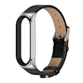 Miniatyrbillede 1 af 5: Sort Sølv Sort Sølv kompatibel med Xiaomi Mi Band 6 / 5 / 4 / 3 læderrem