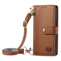 Etui til iPhone 15 Plus Brun [lang crossbody lanyard] Source Love Pebbled RFID-Blocking Rem