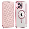 Fodral för iPhone 15 rosa Magnetiskt Flip Plånbok med Korthållare Transparent