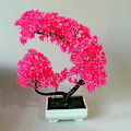 Miniatyrbilde 5 av 5: Kunstig Blomst Furuplante Bonsai Hage DIY Feriefest Hjem Skrivebordsdekor Green Yellow