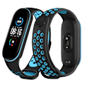 Miniatyrbillede 2 af 5: Sort Blå Sort Blå kompatibel med Xiaomi Mi Band 6 (ca8856) Silikone Urrem