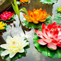 Miniatyrbillede 5 af 11: Flydende Kunstig Lotus Simulation Lotus Vandplanter Falsk Åkande til Have Dam Terrasse Dekoration Peach