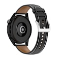 Miniatyrbillede 1 af 5: Sort Sort 22mm Ægte Læder Urrem kompatibel med Huawei Watch Gt3 46mm