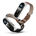 Pikkukuva 3 / 5: Musta Musta yhteensopiva Xiaomi Mi Band 6 / 5 / 4 / 3 Nahkainen kellon ranneke