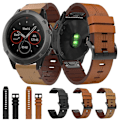 Miniatyrbillede 4 af 5: Brun Brun Læder Urrem kompatibel med Garmin Fenix 5x Sapphire