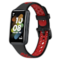 Miniatyrbillede 2 af 5: Sort Rød Sort Rød Åndbar Silikone Urrem kompatibel med Huawei Band 7 / 7 Nfc