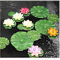 Miniatyrbillede 4 af 11: Flydende Kunstig Lotus Simulation Lotus Vandplanter Falsk Åkande til Have Dam Terrasse Dekoration Peach