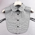 Miniatyrbilde 1 av 4: Dame falsk krage vår, høst vinter rutete stripete skjorte Houndstooth round neck