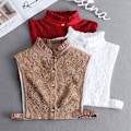 Miniatyrbilde 3 av 5: Dame falsk krage Avtakbar halv, Vinter Koreansk Stil Deta Button stand collar [red]]