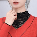 Miniatyrbilde 4 av 5: Dame falsk krage Avtakbar halv skjorte Dekorativ St Blonde W White (L size) thin (elastic collar)