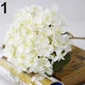 Miniatyrbillede 5 af 5: 1 Buket Kunstig Silke Blomst Hortensia Blade Bryllupsfest Dekoration Håndværk Pink