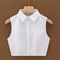 Miniatyrbilde 2 av 5: Falsk krage for kvinner, avtakbar spiss rund hals, moteriktig Vest white pointed collar L size