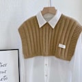 Miniatyrbilde 1 av 5: Dame falsk krage Avtakbar halv strikket sjal Air-Conditio Khaki 37cm