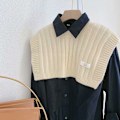 Miniatyrbilde 3 av 5: Dame falsk krage Avtakbar halv strikket sjal Air-Conditio Khaki 37cm