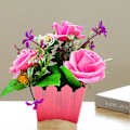 Miniatyrbillede 4 af 5: Simuleret Bonsai Friskholdende Nem Pleje 4 Hoveder Blomsterarrangement Kunstig Rose Bonsai Husholdningsartikler Red