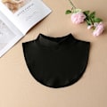Miniatyrbilde 1 av 5: Dame falsk krage Avtakbar halvfarget strikket stripe Black High collar