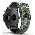 Miniatyrbillede 1 af 4: Grøn Grøn Camouflage Silikone Urrem kompatibel med Garmin Fenix 7x
