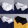 Pikkukuva 2 / 5: Naisten tekoviulus irrotettava puolipusero koriste talvi Pure crocheted collar [white]]