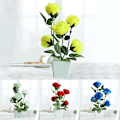 Miniatyrbillede 2 af 5: 1 Sæt Kunstig Potteplante Dekorativ Charmerende Plast Let at Vedligeholde Simulation Rose Blomst til Altan Blue