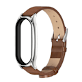 Miniatyrbild 2 av 3: Brun Silver Brun Silver Mikrofiber Läder Klockarmband kompatibelt med Xiaomi Mi Band 7 / 7 Nfc