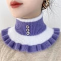 Miniatyrbilde 3 av 5: Falsk krage for kvinner, vindtett skjerf, cervikal støtte, tykkere Purple White