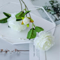 Miniatyrbillede 2 af 10: 1 STK 3 Hoveder Rose Silke Kunstig Pæon Blomst til Hjem Bryllup Væg Blomsterdekoration Blomsterfest Red