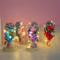 Miniatyrbilde 2 av 5: Rose Lampe Simulert Anti-falming Glass Evig Kunstig Blomst Glitrende Lys Dekor Valentinsdag Tilbehør Sky Blue