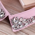 Miniatyrbilde 3 av 5: Dame falsk krage Avtakbar halv Avtakbar Hmade Rhineston Houndstooth