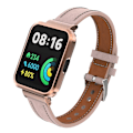 Pikkukuva 1 / 5: Vaaleanpunainen vaaleanpunainen nahkainen kellon ranneke, yhteensopiva Xiaomi Redmi Watch 2:n kanssa