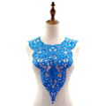 Miniatyrbilde 1 av 5: Dame falsk krage Avtakbar halv Milk Silk Brodert Cors Blue Blue