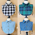 Miniatyrbilde 2 av 5: Dame falsk krage Avtakbar halv Plaid Vinter Business All- light blue