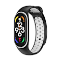 Miniatyrbillede 1 af 2: Sort Hvid Sort Hvid Silikone Urrem kompatibel med Xiaomi Mi Band 7