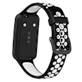 Miniatyrbillede 3 af 5: Sort Hvid Sort Hvid Åndbar Silikone Urrem kompatibel med Huawei Band 7 / 7 Nfc
