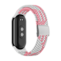 Miniatyrbilde 1 av 4: Rosa Hvit Rosa Hvit Nylon Flettet Stålspenne Klokkereim kompatibel med Xiaomi Mi Band 8