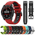 Miniatyrbillede 3 af 5: Hvid Sort Hvid Sort Tofarvet Silikone Urrem kompatibel med Garmin Fenix 7x
