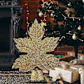 Miniatyrbilde 5 av 5: Bevegelige Blader Lys Led Tretoppstjerne Projeksjonslampe Bladtype Snøstorm Juletre Topplampe