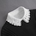 Miniatyrbilde 5 av 5: Dame falsk krage Avtakbar halv Chiffon Matchende Skjorte Fas Black lace petal collar-one size