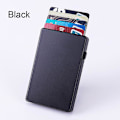 Miniatyrbilde 1 av 5: Mote Pop Up Trykknapp Bank Kredittkort Etui Holder Slank Smart Kortlommebok Rfid Tynn Smart Metall Lommebok For Menn Kvinner Ny|kort Black