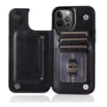 Fodral för iPhone 15PRO MAX svart Dubbelspänne läderplånbok med korthållare mode