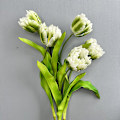 Miniatyrbilde 3 av 6: PU Papegøye Tulipan Hjemmeinnredning Foto Rekvisitt Falsk Blomst for Resepsjonsdisk Myk Berøring Hydrerende Tulipan Kunstig Blomst PU four-layer tulip white green