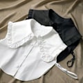 Miniatyrbilde 5 av 5: Dame falsk krage Avtakbar halv Ruffled Multi-Funksjonell C White ruffled square collar