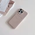Etui til iPhone 16E Lys Khaki Kortholder Lychee Læder Etui Klassisk Pebbled Kortholder Lædertekstur