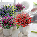 Miniatyrbillede 4 af 5: Kunstige Lavendelblomster Planter 8 Stykker, Livagtige UV-resistente Falske Buske Grønne Buske Buket Red 8