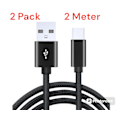 Miniatyrbillede 9 af 9: 2-PACK Snabbladdning 2M USB-C kabel /laddare / laddsladd Black