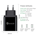 Miniatyrbillede 3 af 4: 4 Port Quick Charge 4.8A vægoplader QC3.0 Black