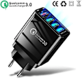 Miniatyrbillede 1 af 4: 4 Port Quick Charge 4.8A vægoplader QC3.0 Black