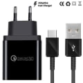 Miniatyrbillede 1 af 2: Snabbladdare Fast Charger med USB-C Kabel 3 Port Svart Black